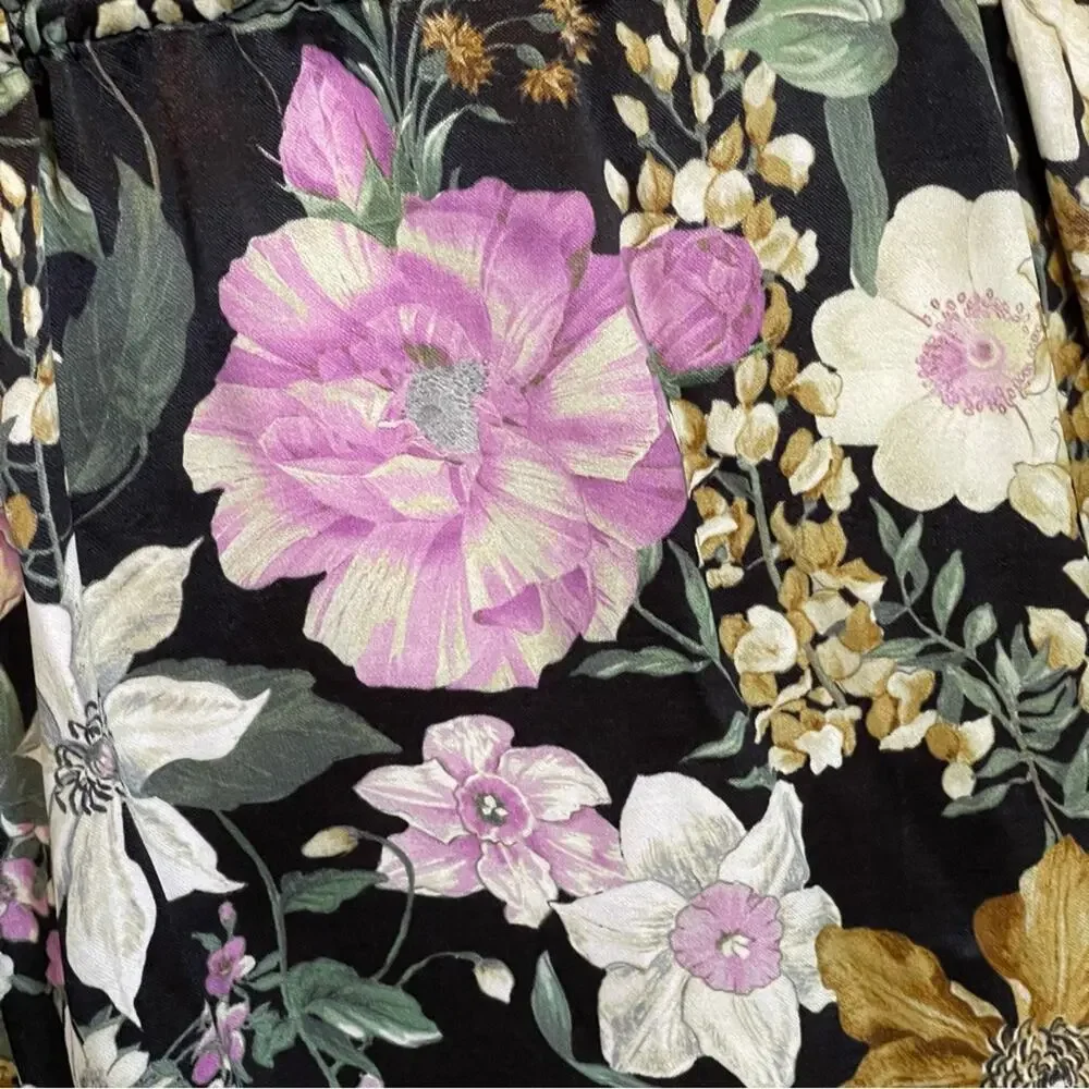 Asos Edition V Neck Oversized Midi Dress Drawstring Waist Floral Print Size 6